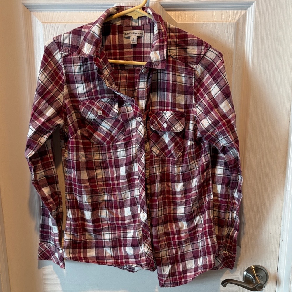 Croft & Barrow Pink and White Plaid Shirt
